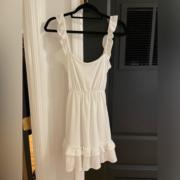 Caution to the Wind - White Ruffle Mini Dress - Picture 3 of 6